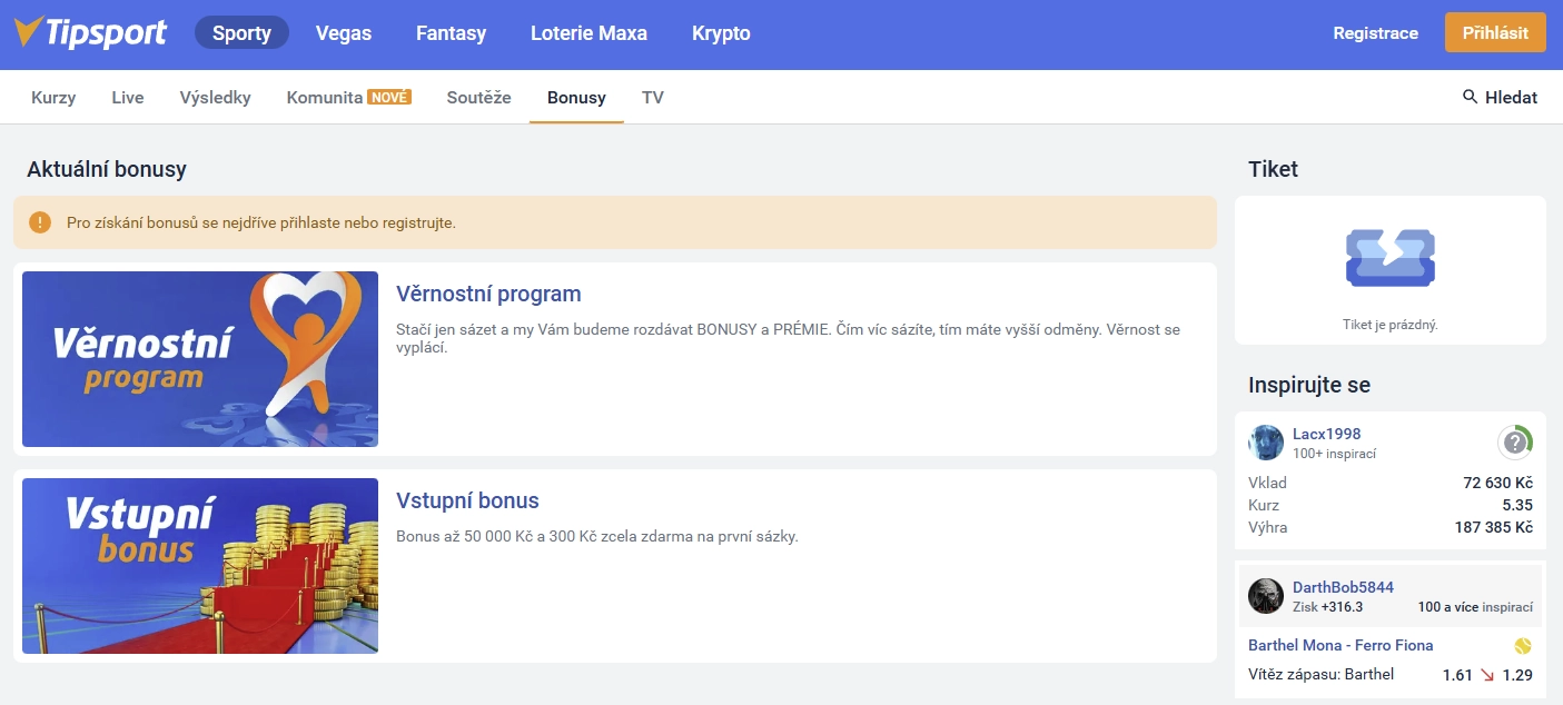 Výhodné bonusy a akce v Tipsport Casino
